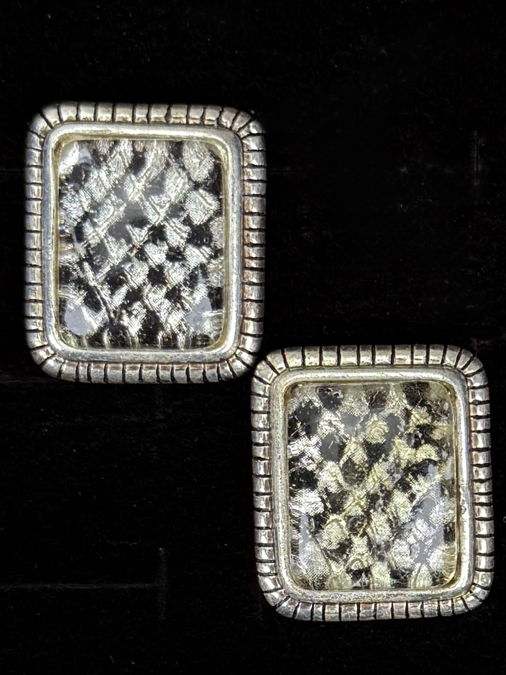 Vintage Silvertone weighted pierced earrings